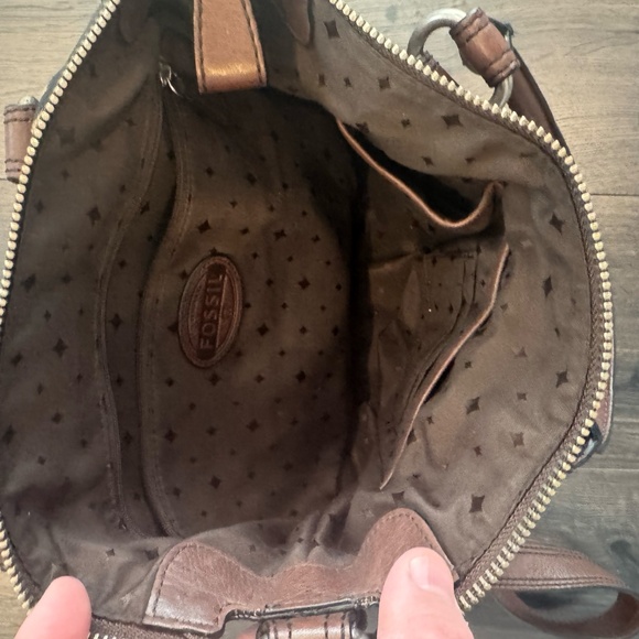 Fossil Maddox Textile Leather Satchel Handbag Purse w/ Matching Wallet - Picture 3 of 4